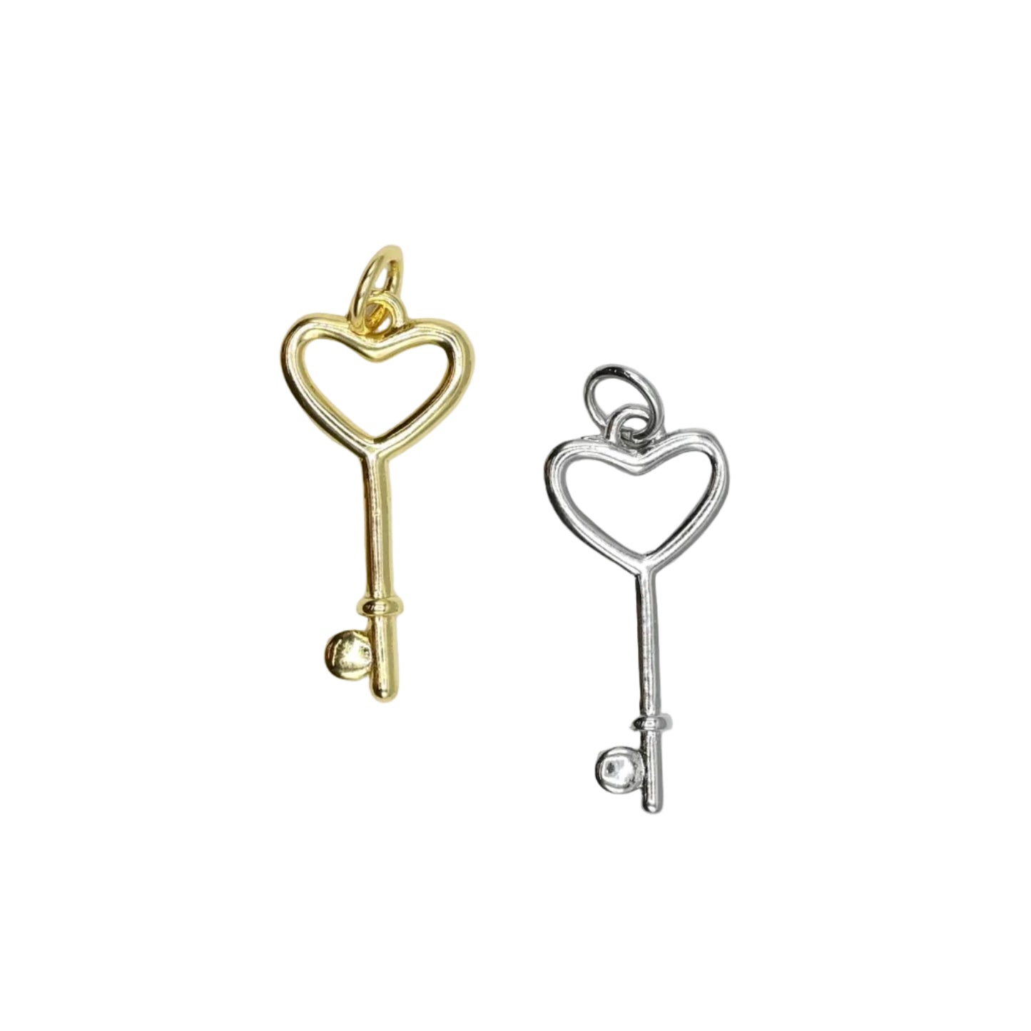 Heart Key Charm 18K Gold Filled & Silver