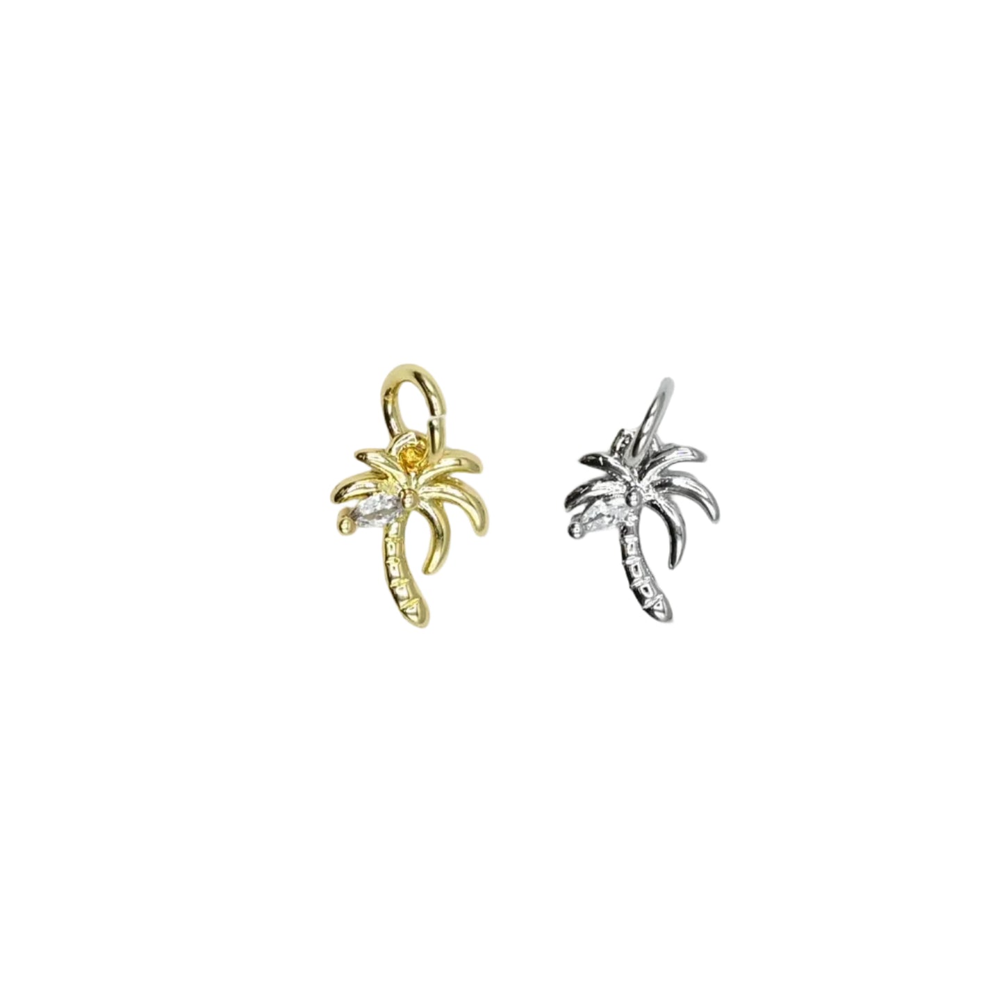 Mini Crystal Palm Tree Charm Pendant 18K Gold Filled / Silver