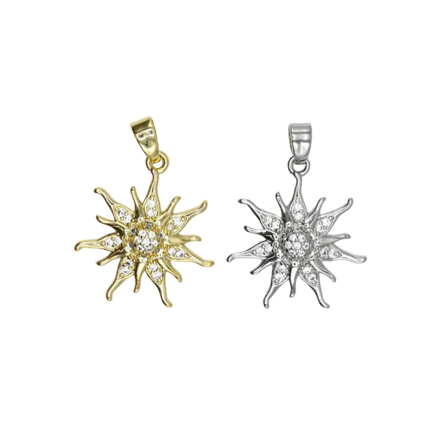 Crystal Sun Charm Pendant 18K Gold Filled / Silver
