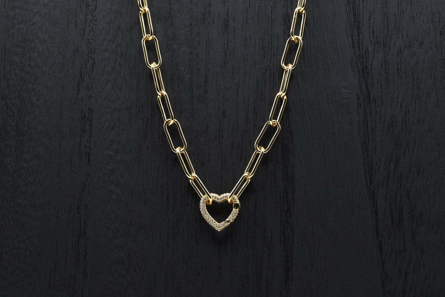 Crystal Heart 18x18mm Carabiner Charm Connector 18K Gold Filled & Silver