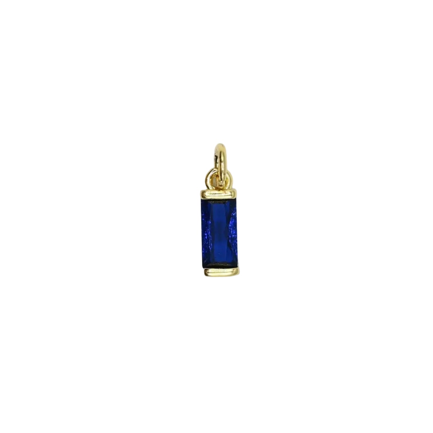 Sapphire Baguette Charm Pendant 18K Gold Filled