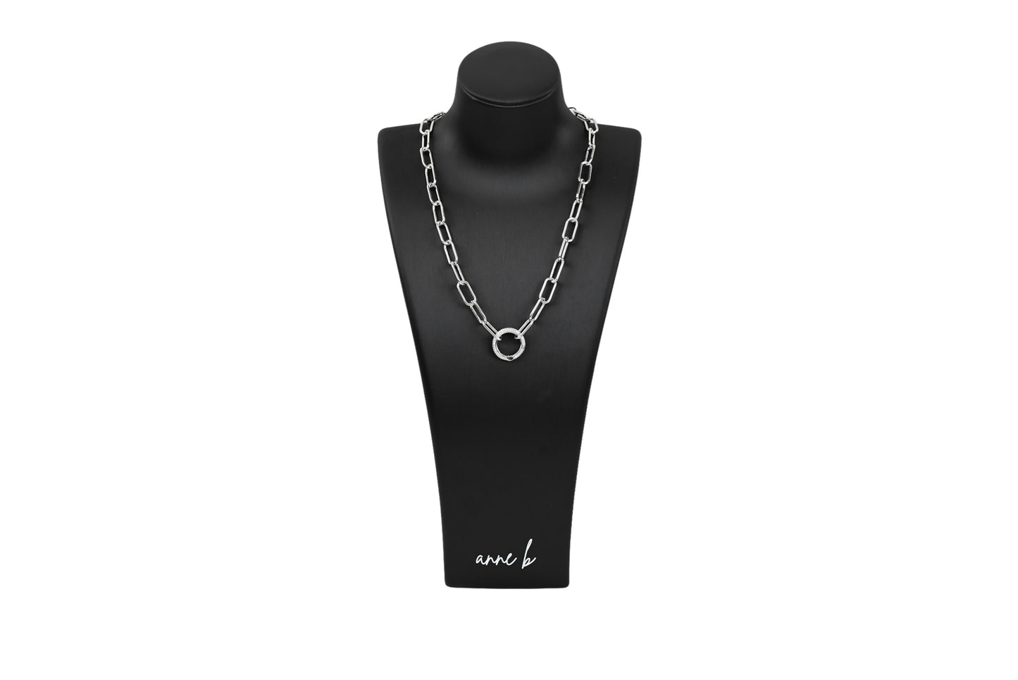 Chunky Diamond Round Spring Enhancer Charm Necklace
