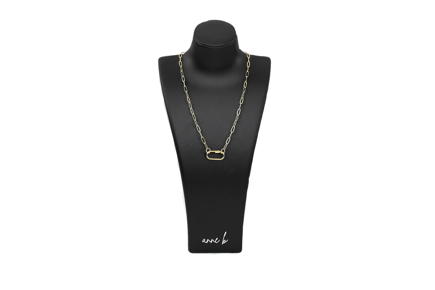 Paperclip Rectangle Screw Enhancer Charm Necklace 18k Gold Filled