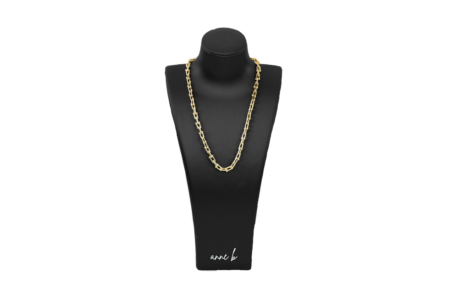 U-shaped Box Link Statement Necklace 18K Gold Filled