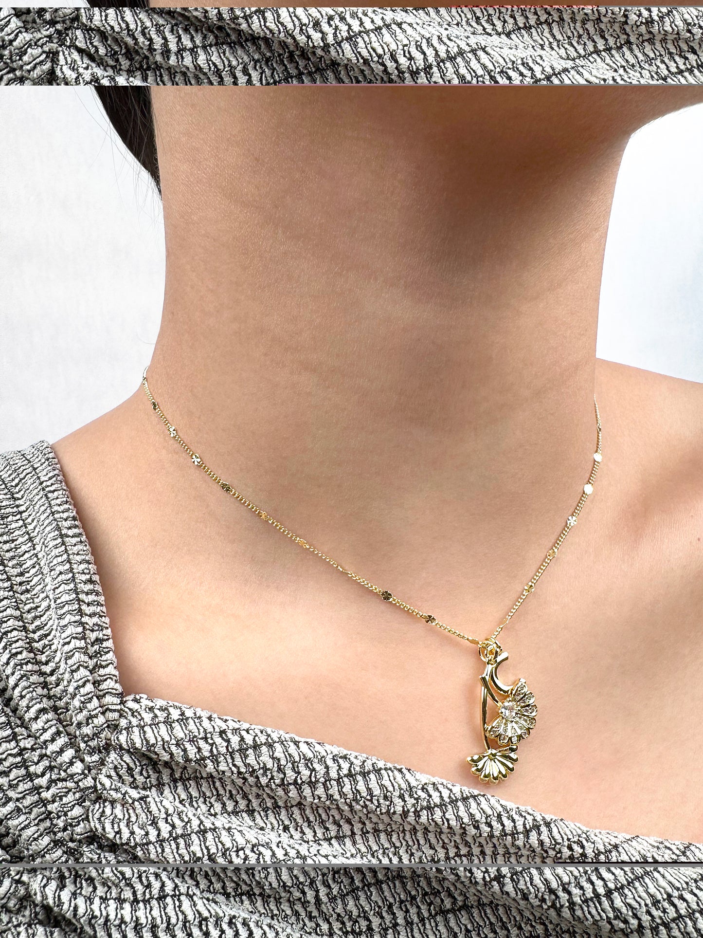 Twin Daisy Sparkle Charm  18K Gold Filled