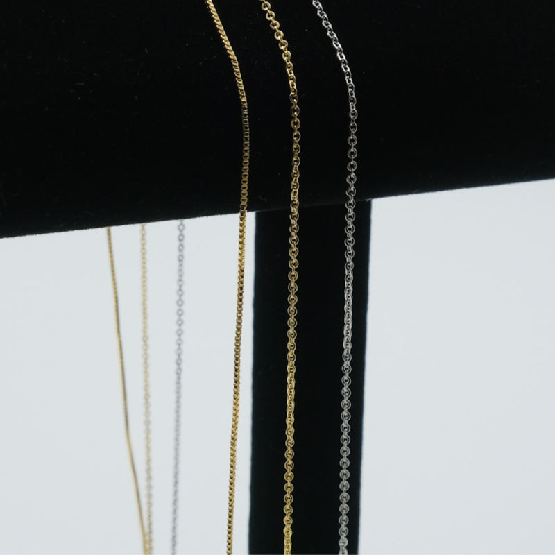 Classic Dainty / Box Chain Adjustable Necklace 18" 20" 18K Gold Filled / Silver