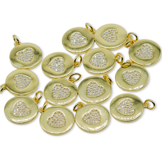 Round with Heart Charm 18K Gold Filled