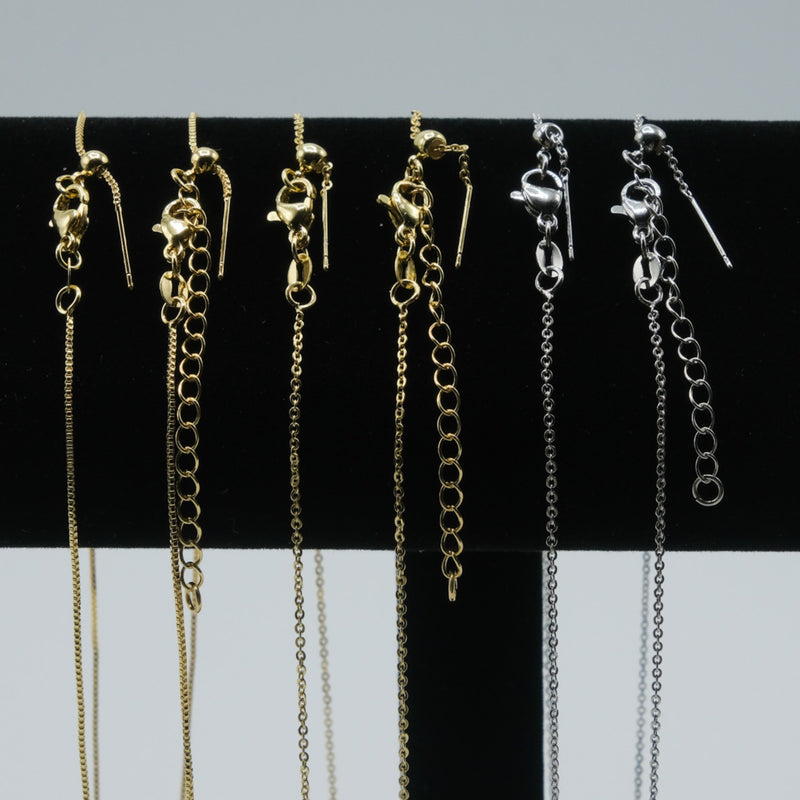 Classic Dainty / Box Chain Adjustable Necklace 18" 20" 18K Gold Filled / Silver