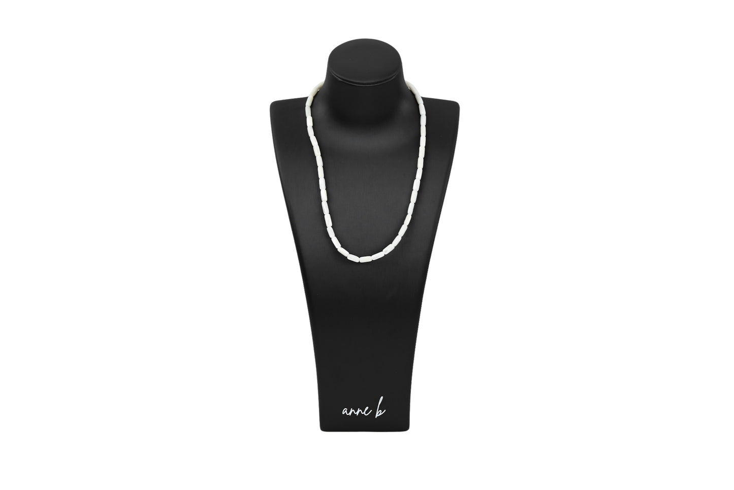 Mother of Pearl Tube Necklace Silver