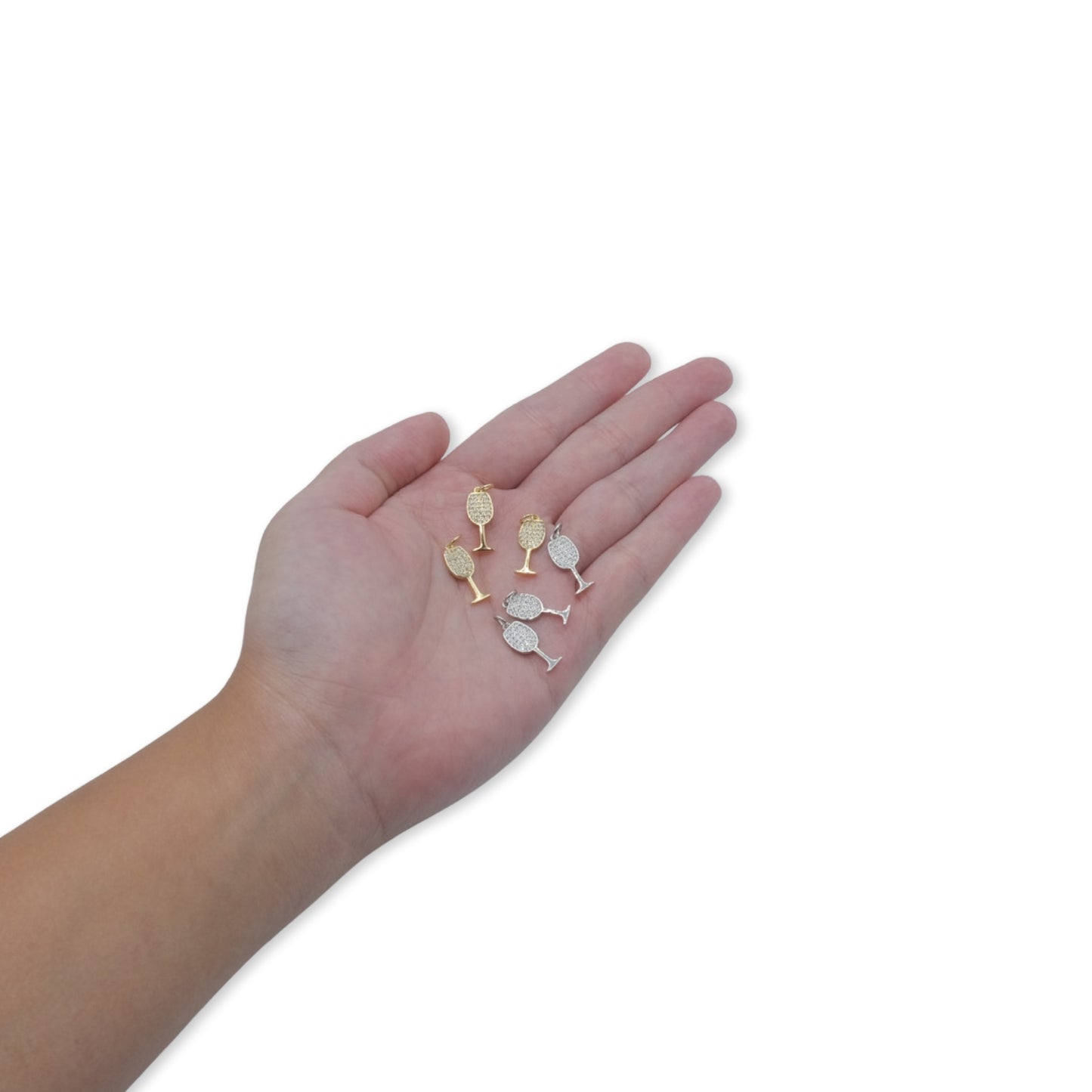 Wine Glass with Studs Charm 18K Gold Filled / Silver