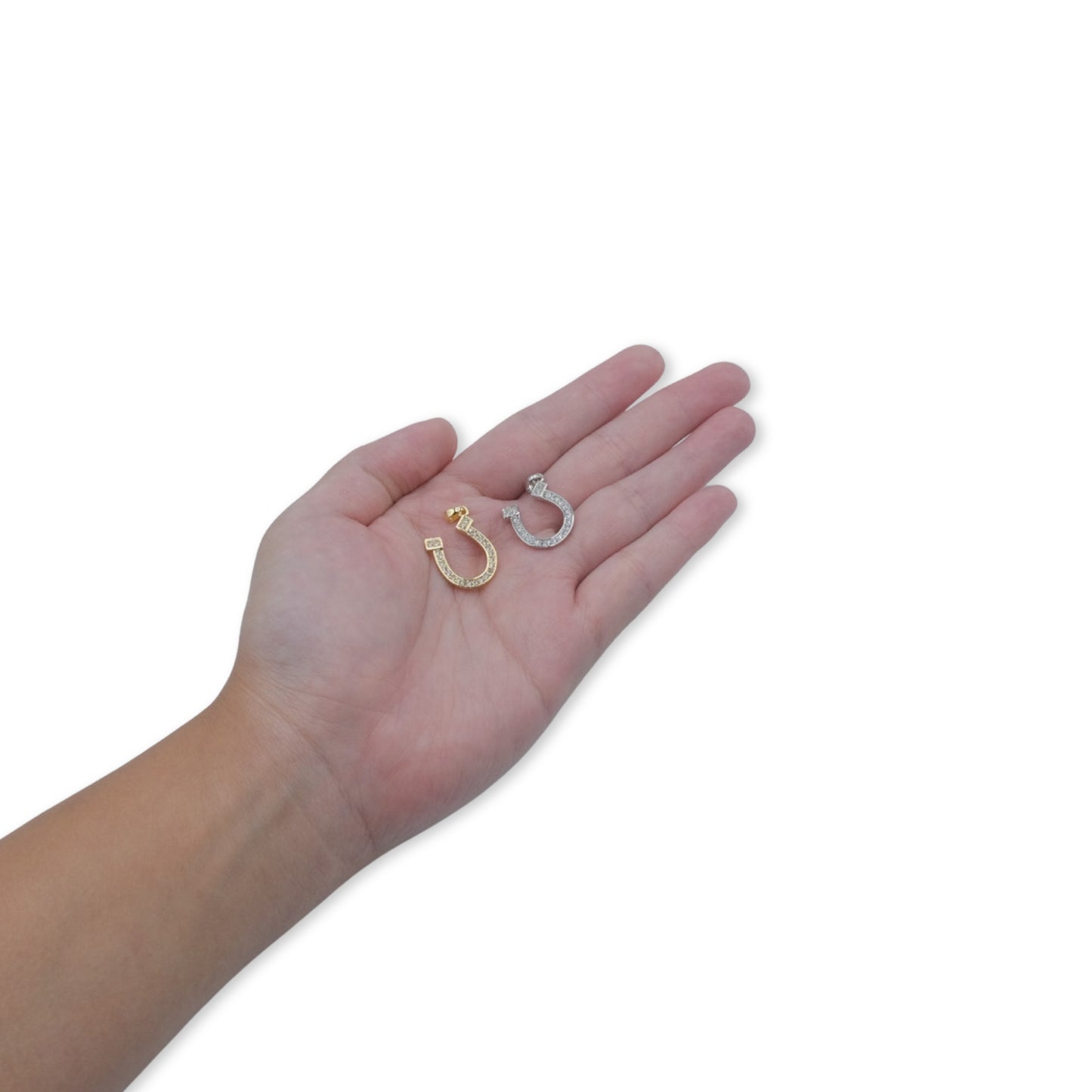 Large Horse Shoe with Studs Charm 18K Gold Filled / Silver