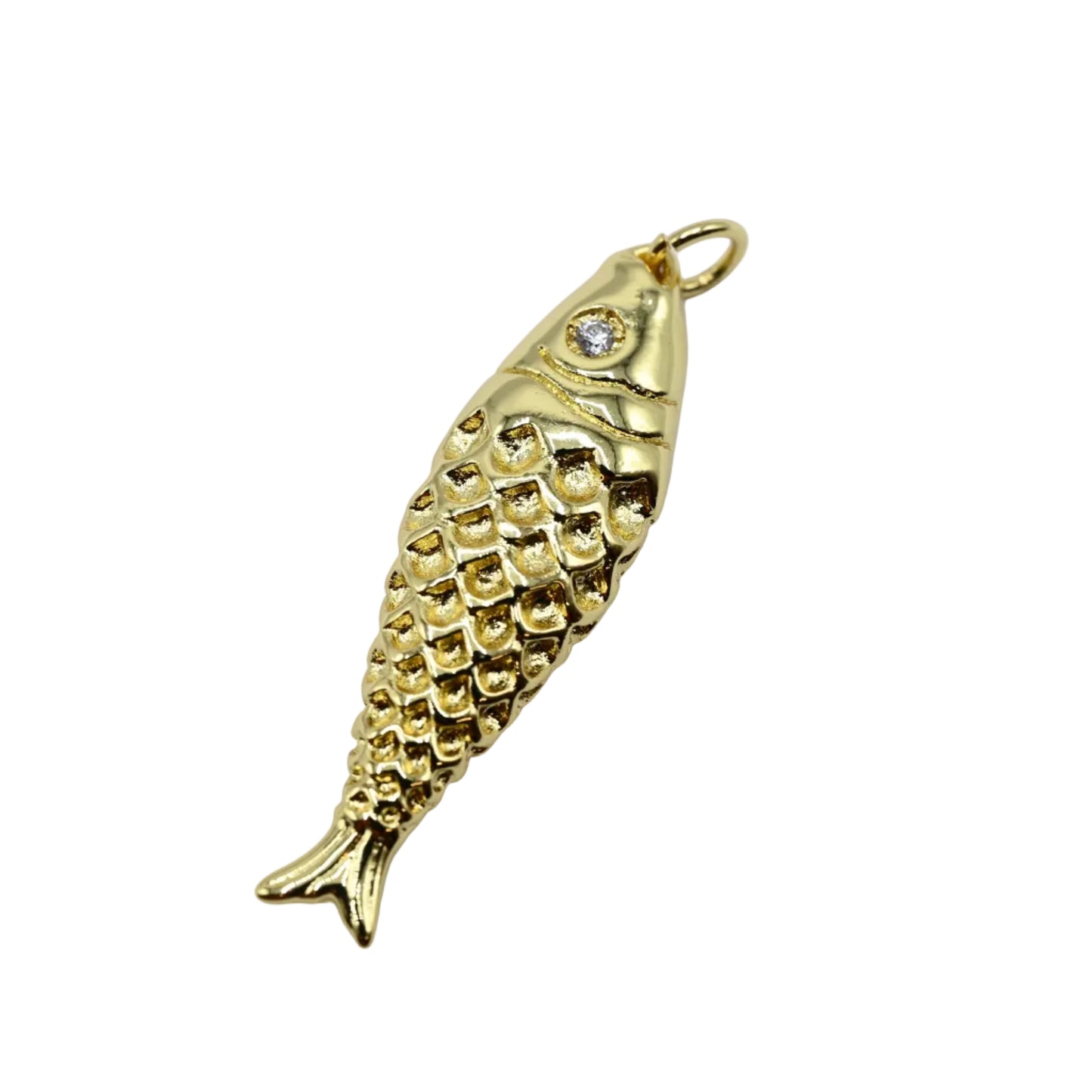 Large Fish Charm Pendant 18K Gold Filled