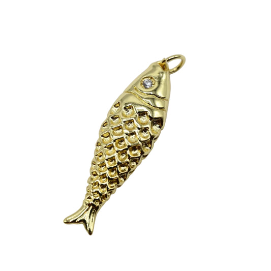 Large Fish Charm Pendant 18K Gold Filled