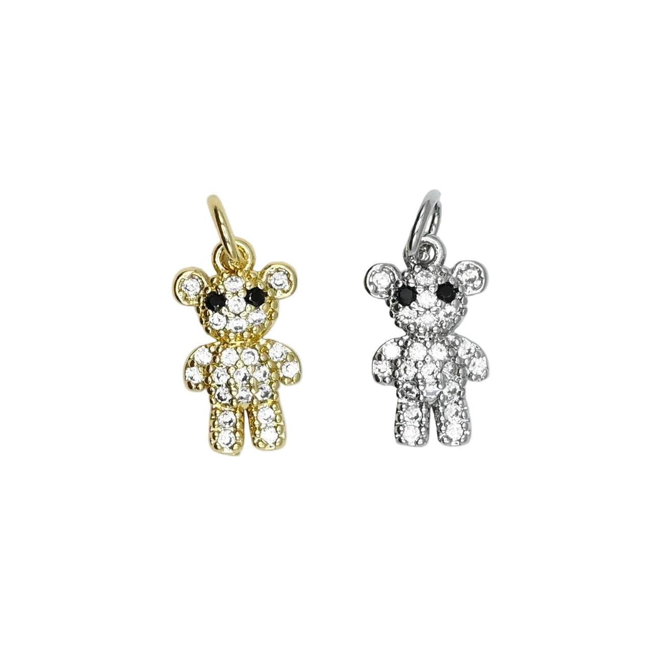 Crystal Teddy Bear Charm Pendant 18K Gold Filled / Silver