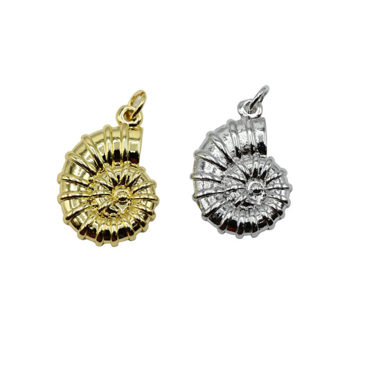 Nautilus Shell Charm Pendant  18K Gold Filled