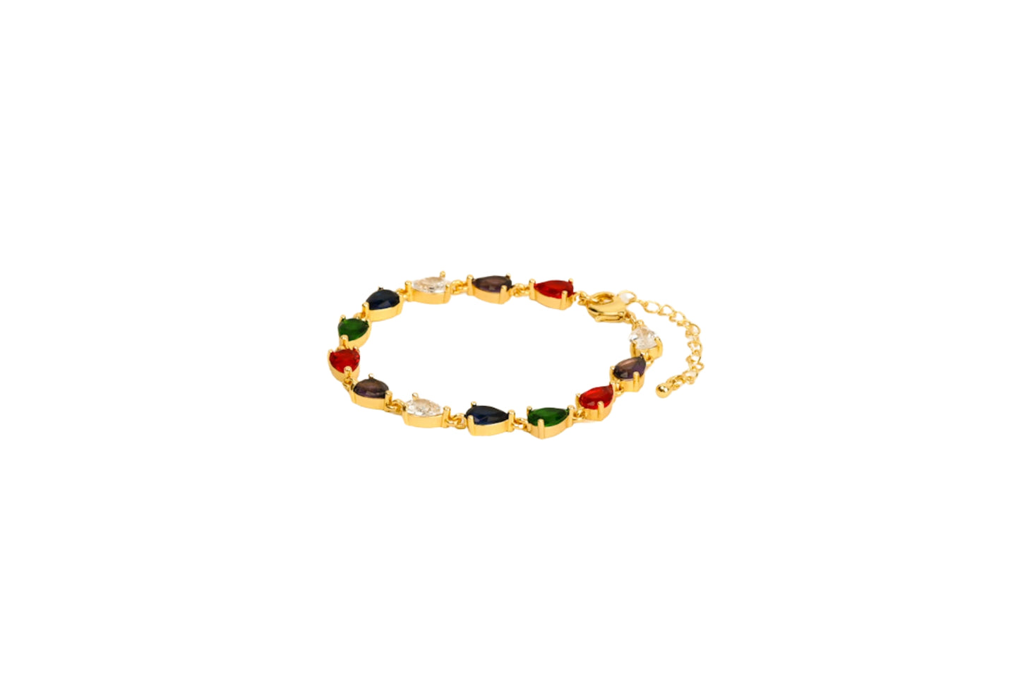 Teardrop Multi Colour Bracelet 18K Gold Filled
