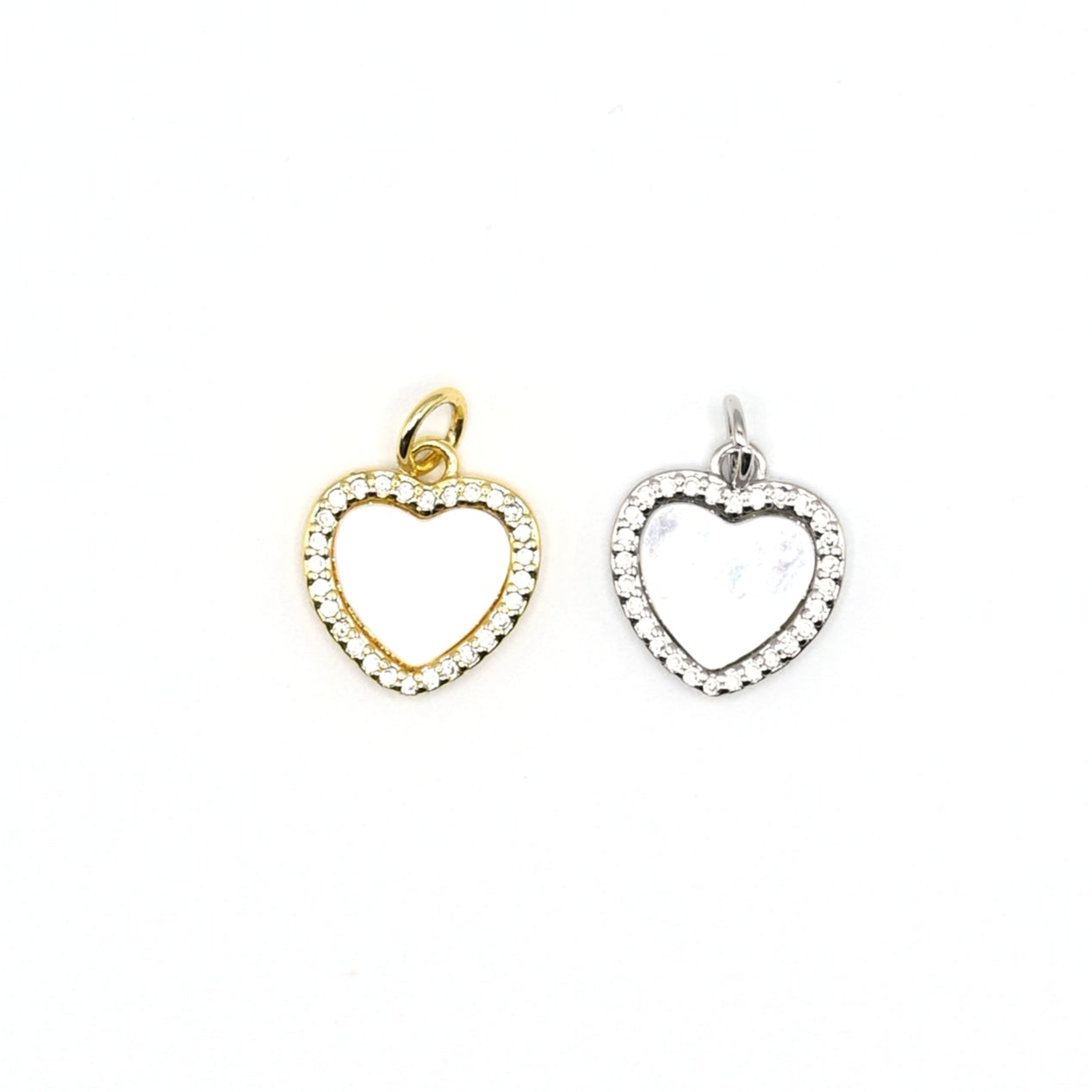 Mother of Pearl Heart with Studs Charm