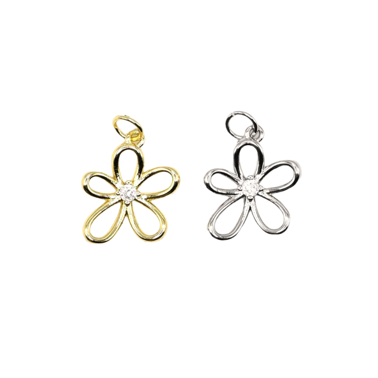 Flower Open Petal Charm 18K Gold Filled / Silver