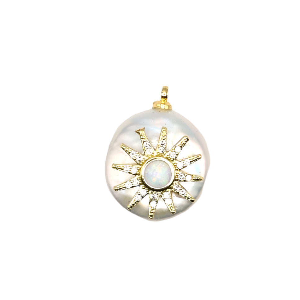 Sun in Large Fresh Water Pearl Charm 18K Gold Filled