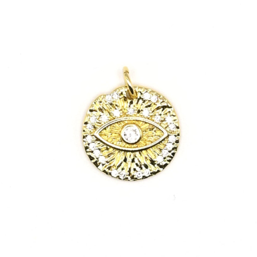 Gold Round Evil Eye Charm 18K Gold Filled