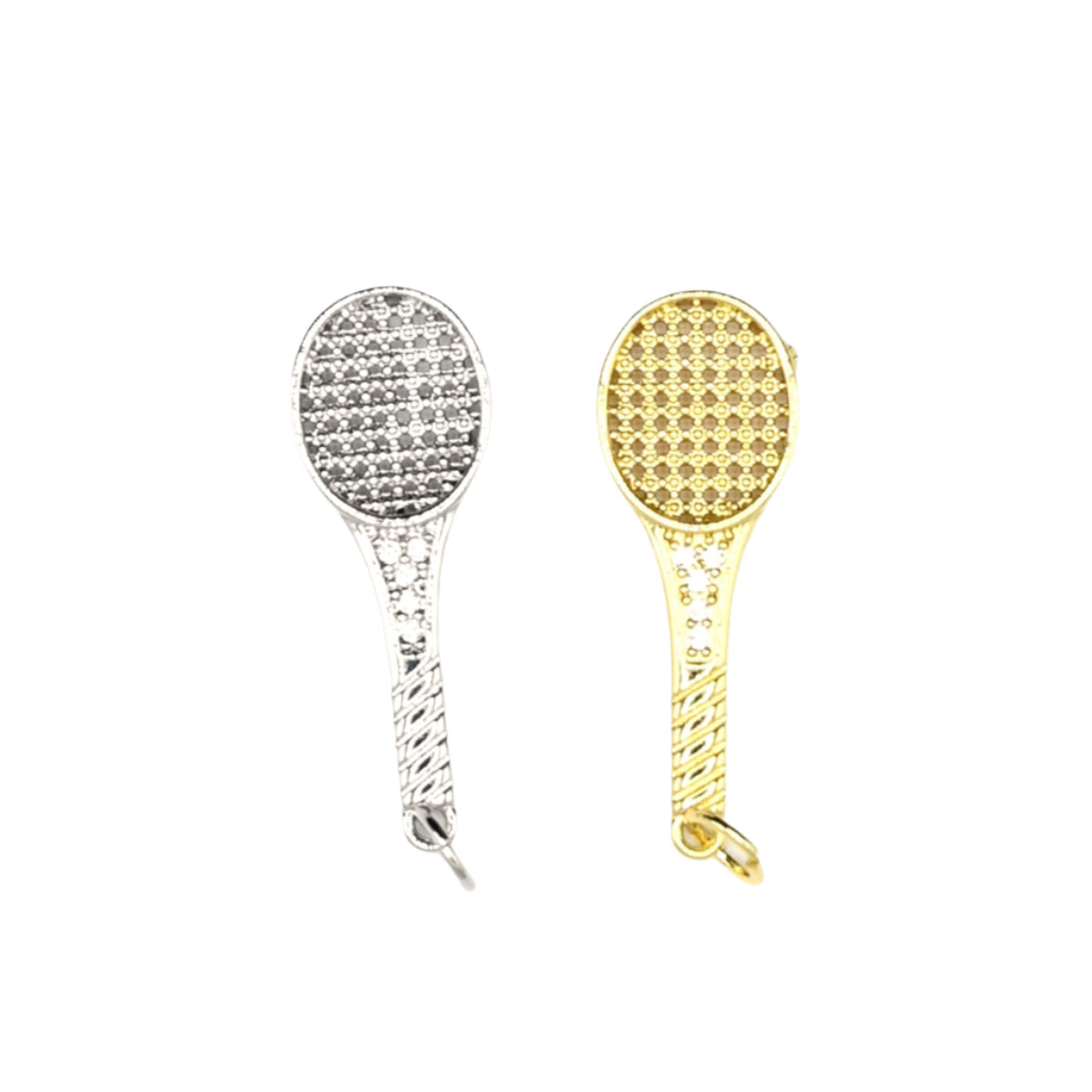 Large Tennis Racquet Charm 18K Gold Filled / Silver