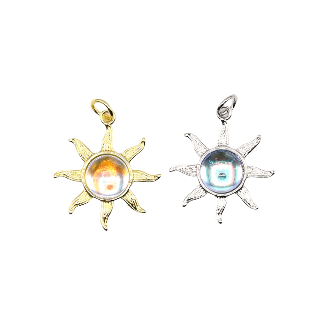 Sun with Glass Charm 18K Gold filled / Silver