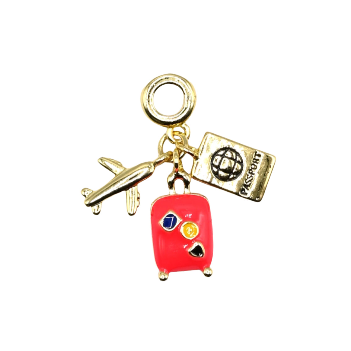 Travel Charm (luggage, passport, plane) 18K Gold Filled