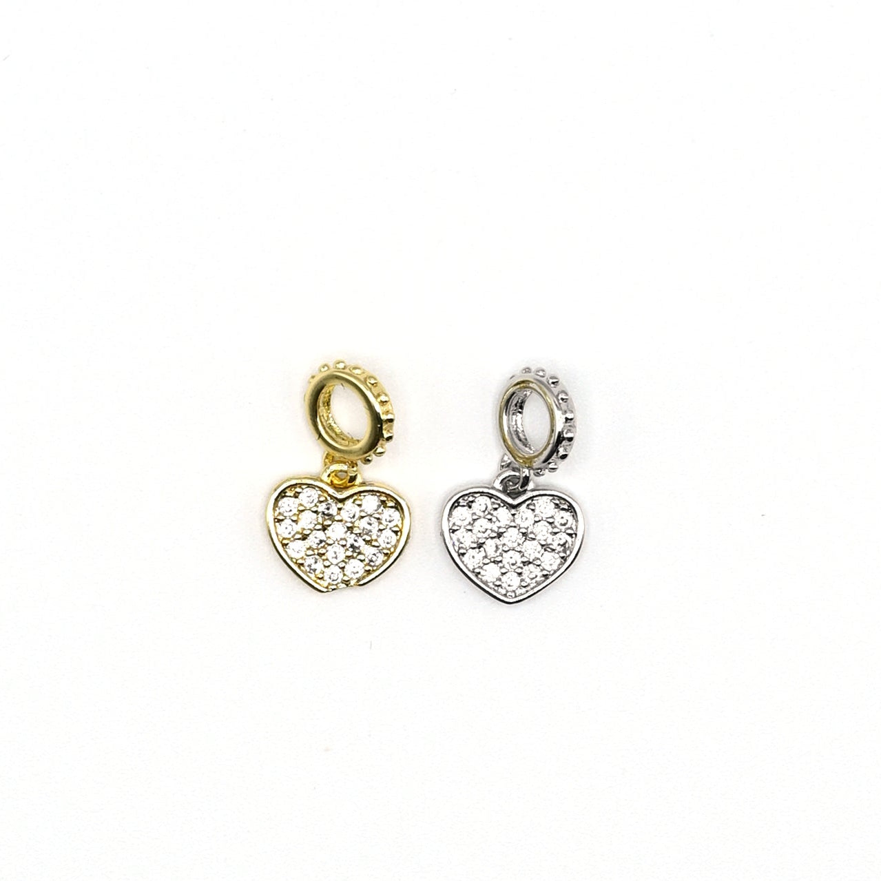 Heart Studs with Ring Charm 18K Gold Filled / Silver