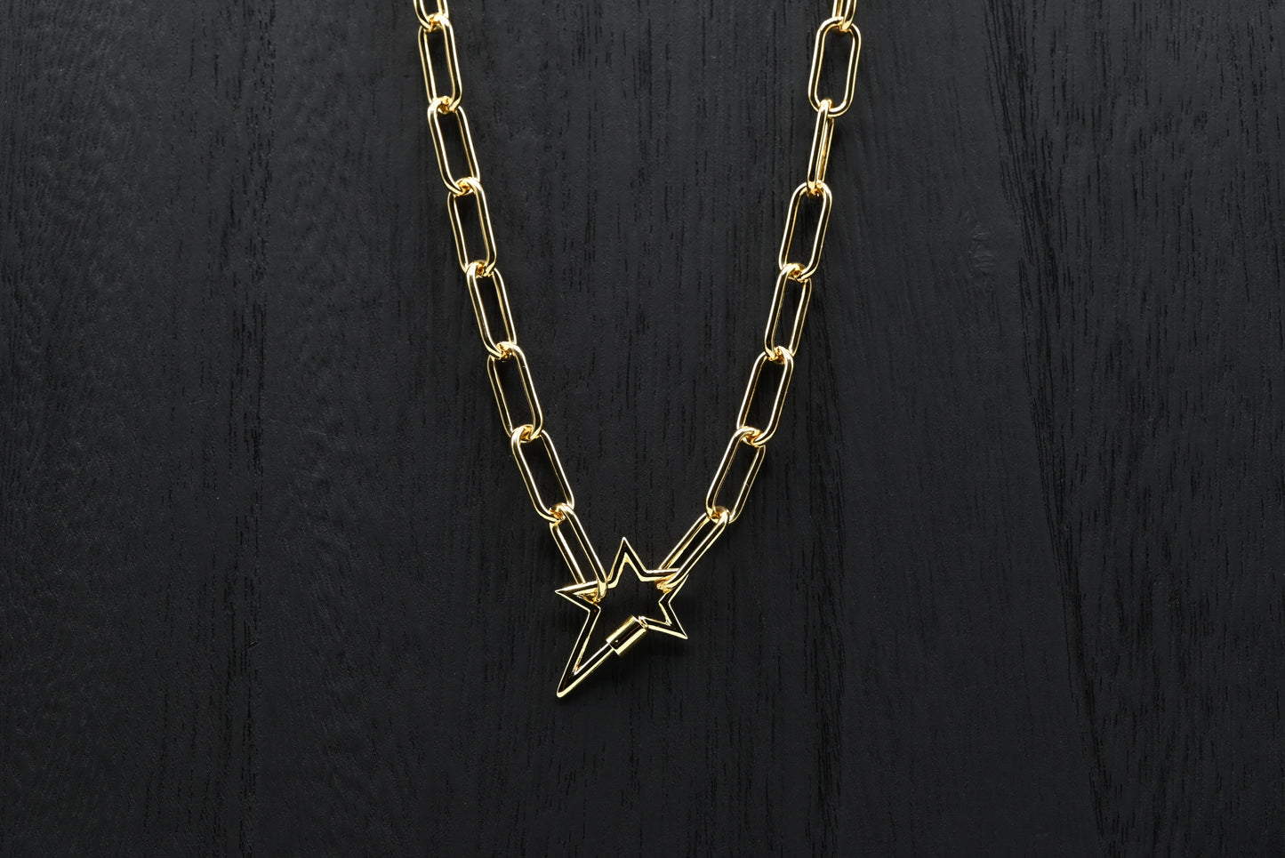 Chunky Elongated Star Screw Carabiner Enhancer Charm Necklace