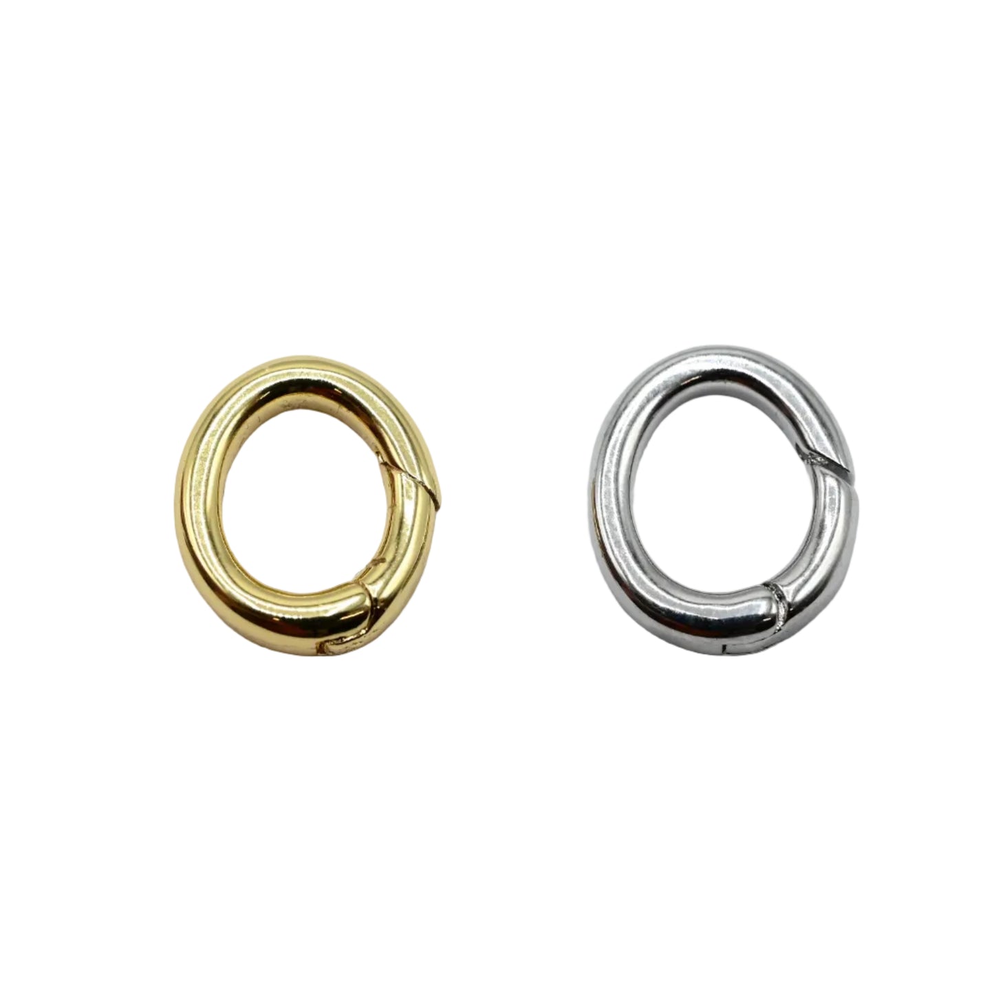 Oval 13x11mm Carabiner Charm Connector 18K Gold Filled / Silver
