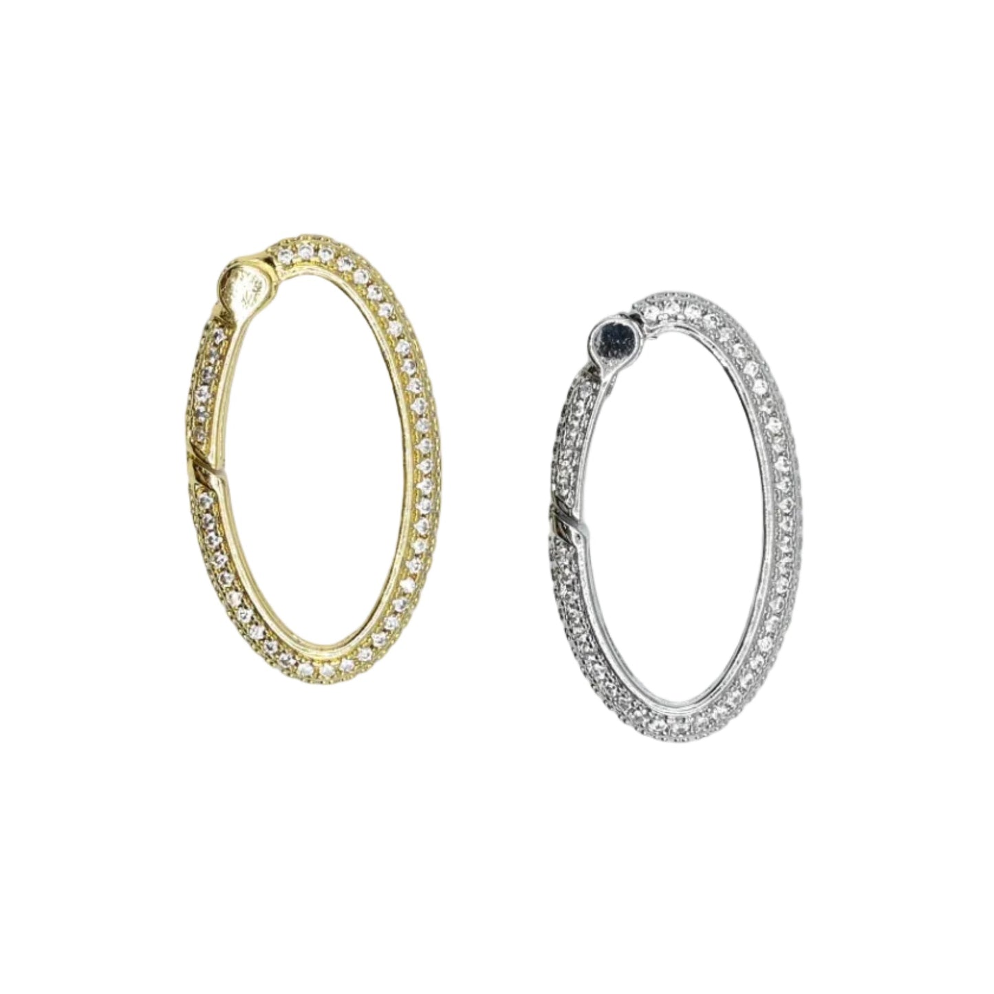 Crystal Oval 25x15mm Carabiner Connector 18K Gold Filled / Silver