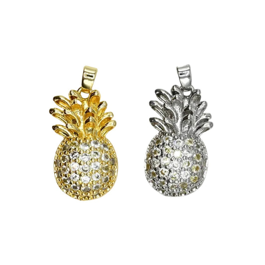 Crystal Pineapple Charm Pendant  18K Gold Filled / Silver