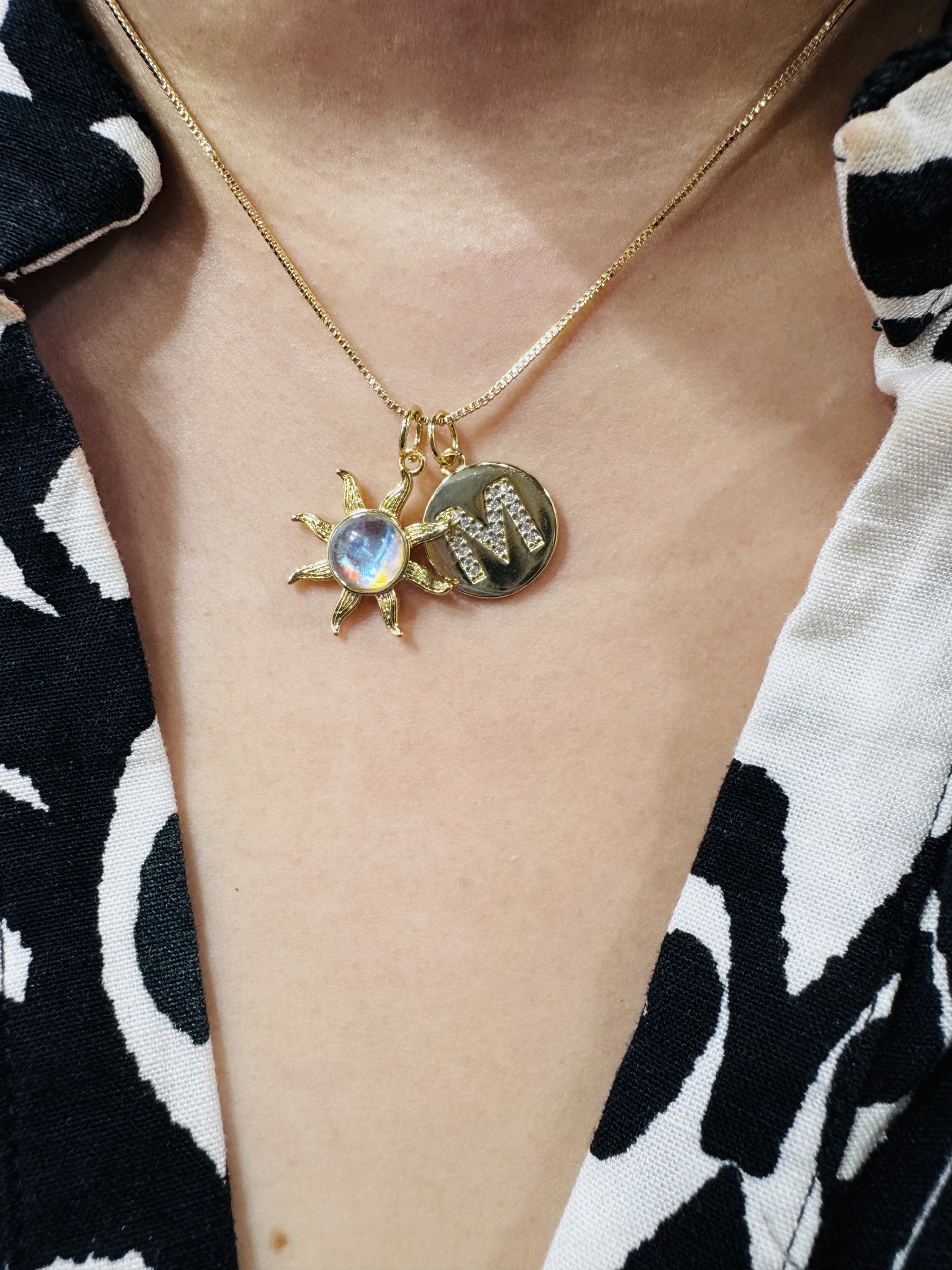 Pavé Initial Disc Charms 18K Gold Filled