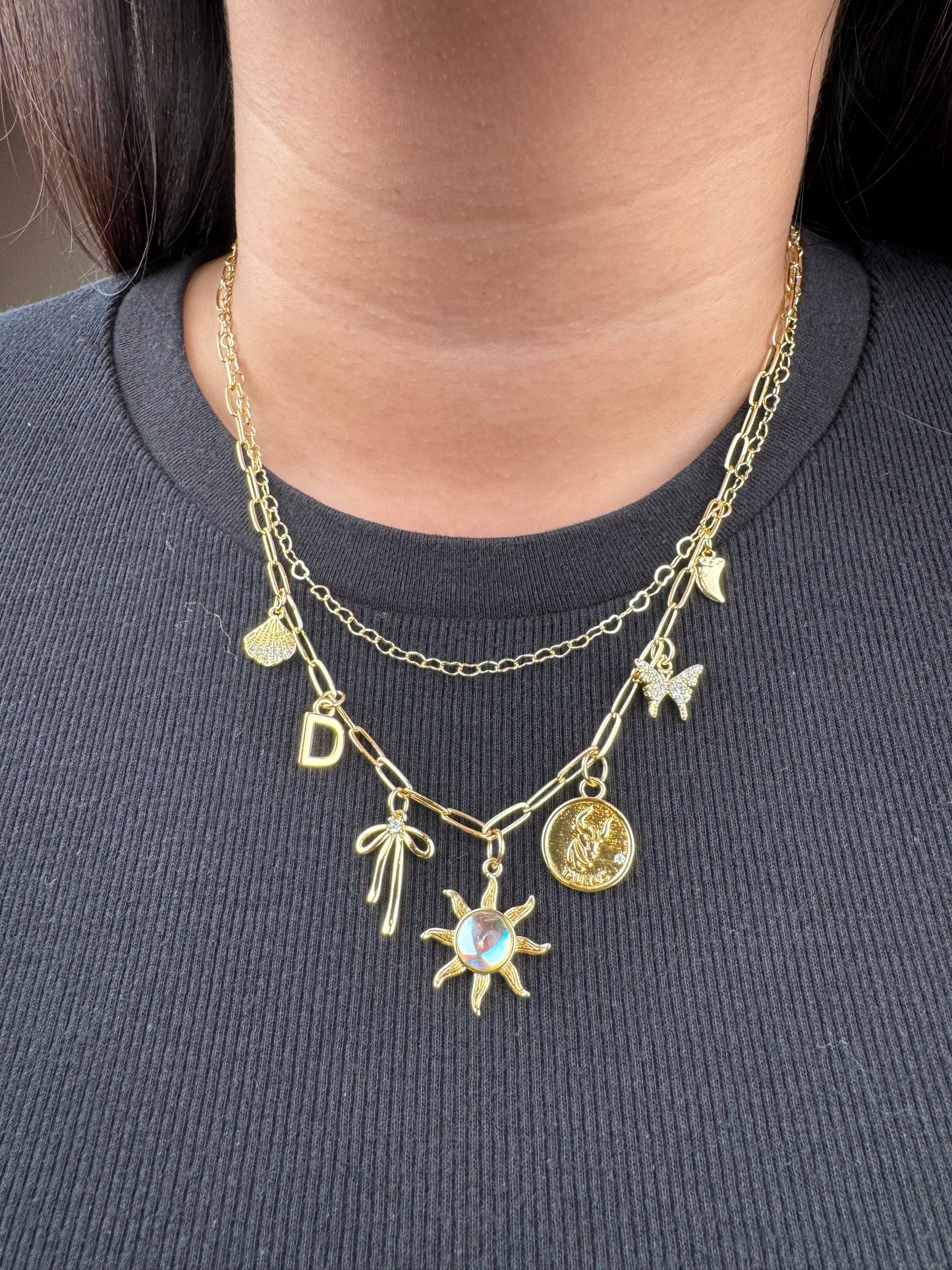 Round Zodiac Charm Pendant 18K Gold Filled