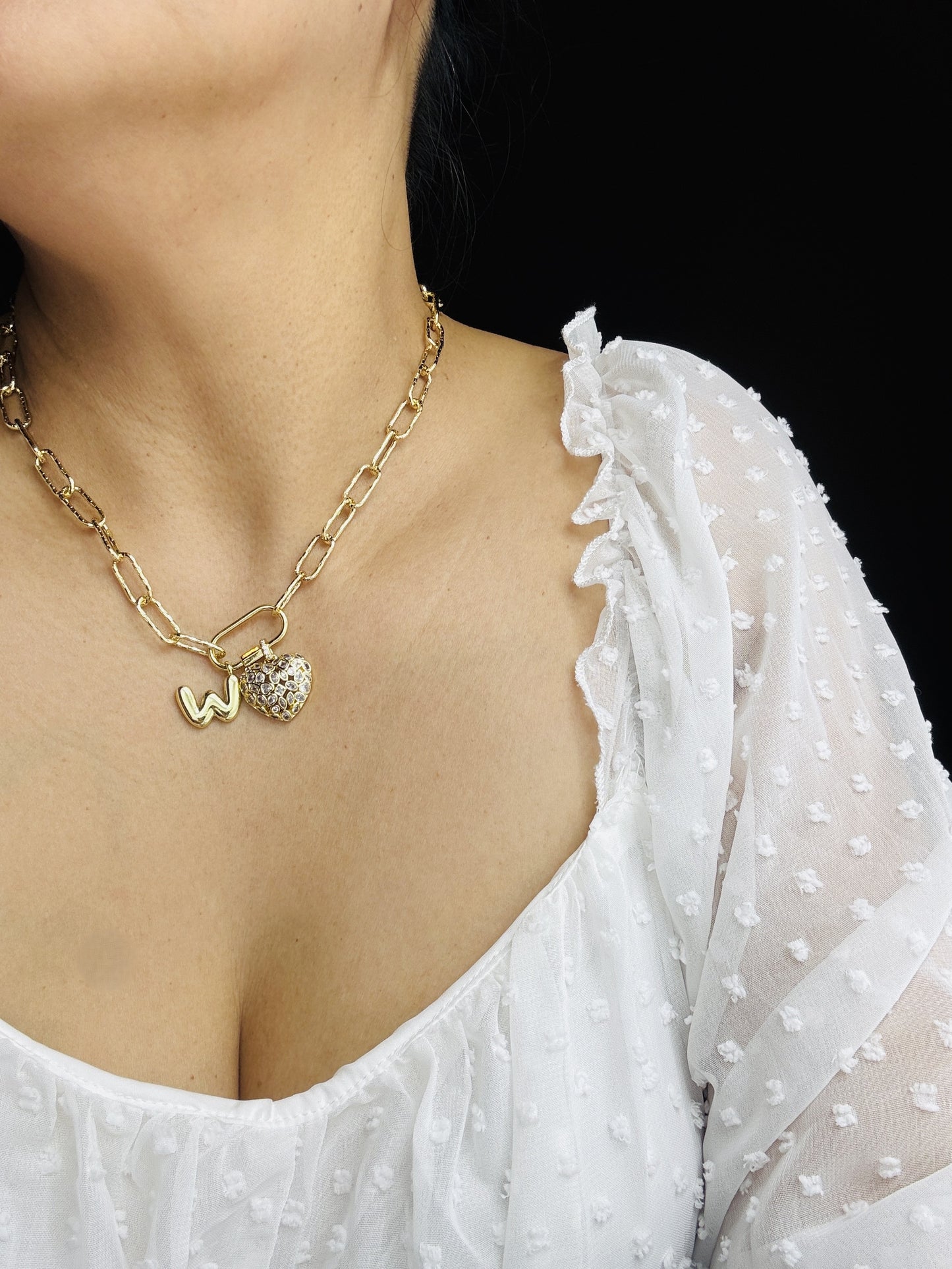 Large Mosaic Heart Charm 18K Gold Filled