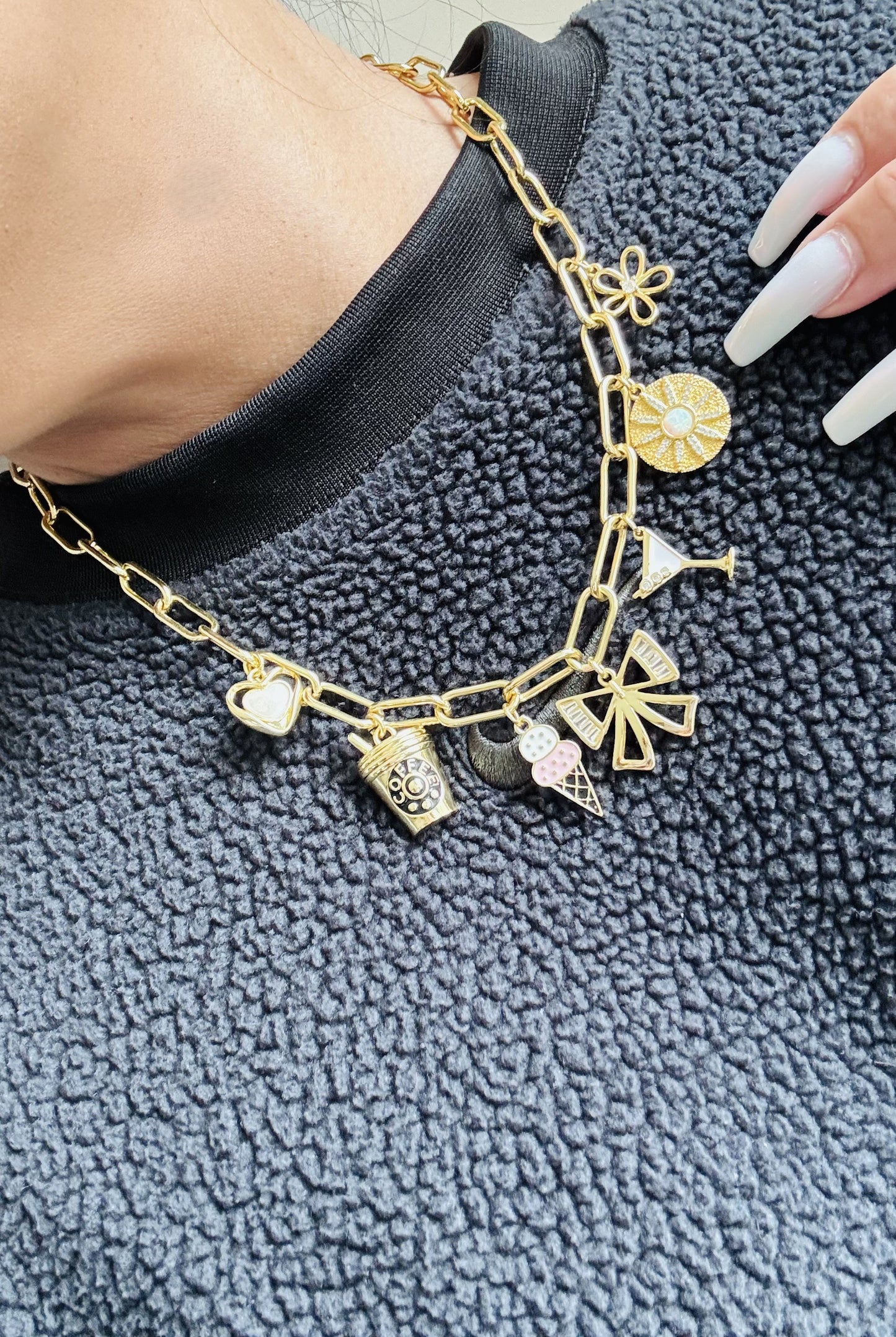 Flower Open Petal Charm 18K Gold Filled / Silver