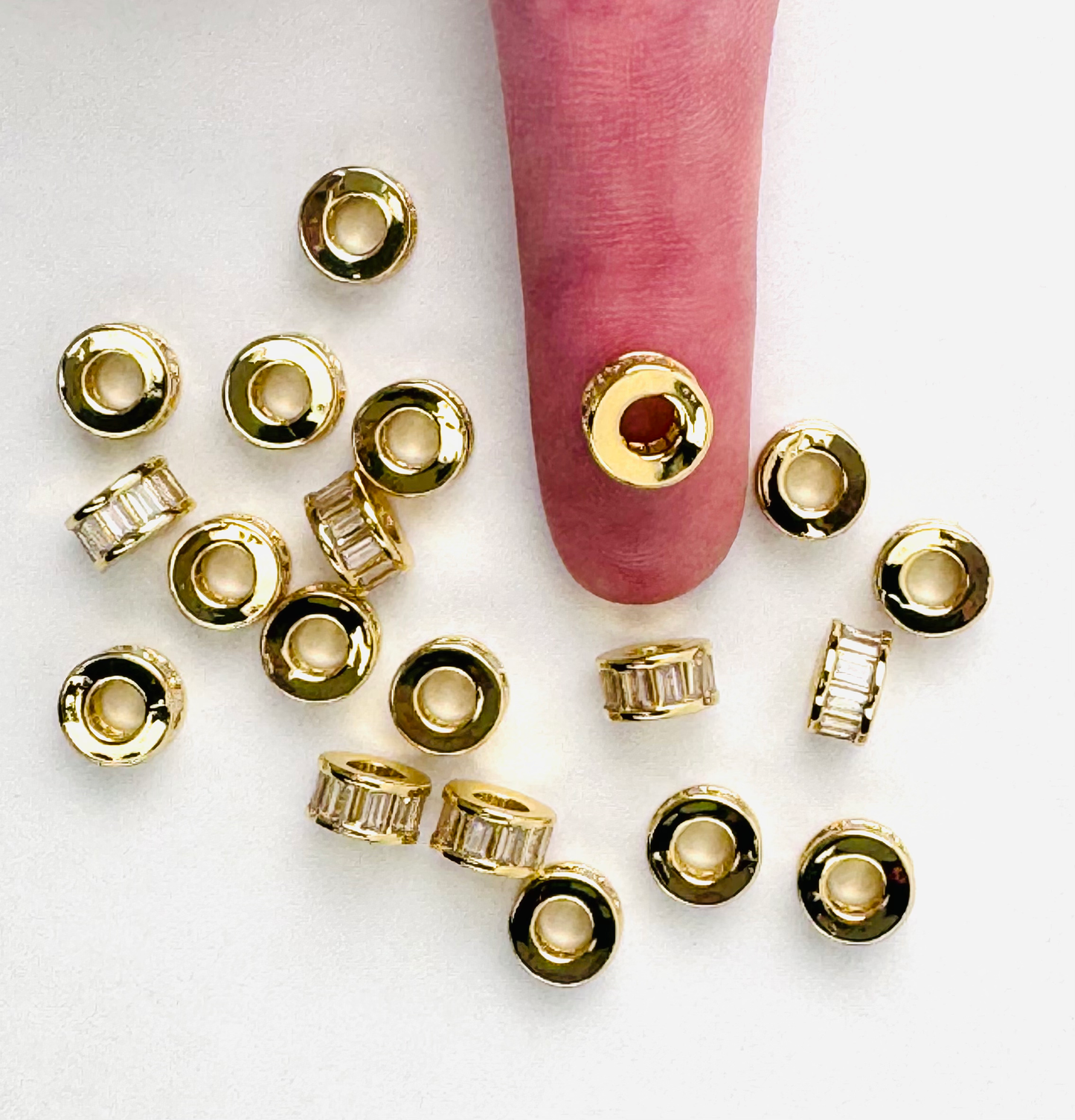 Baguette Spacer Beads Spacer Charm 18K Gold Filled / Silver