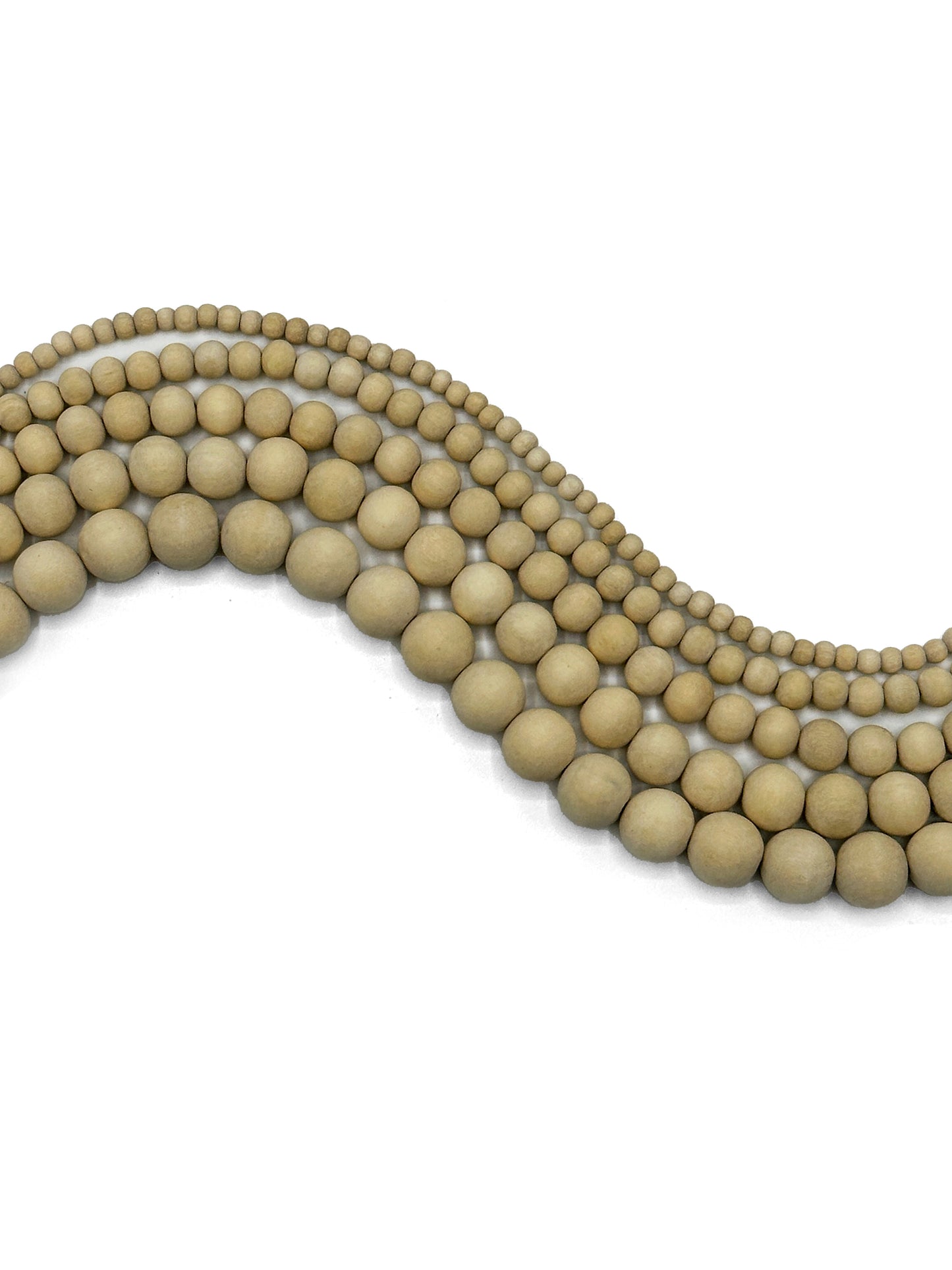 Unpolished - Beige/Gmelina Wood Beads – 16″ Strand