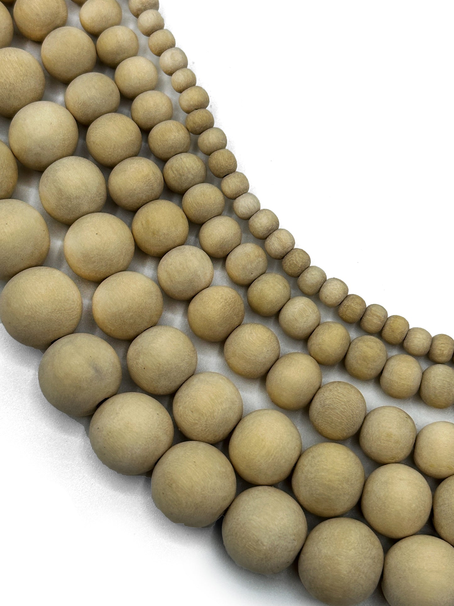 Unpolished - Beige/Gmelina Wood Beads – 16″ Strand