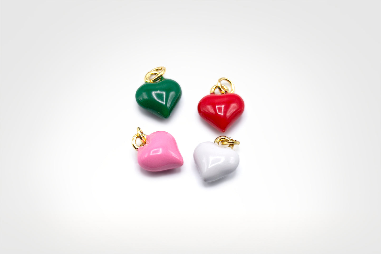 Mini Enamel Heart Charm 18K Gold Filled