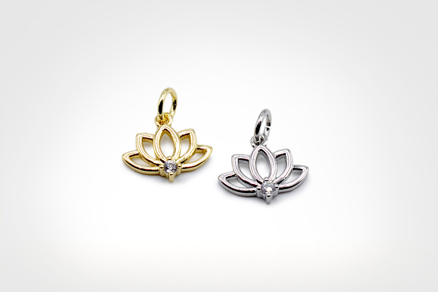 Lotus Flower Charm 18K Gold Filled / Silver Small