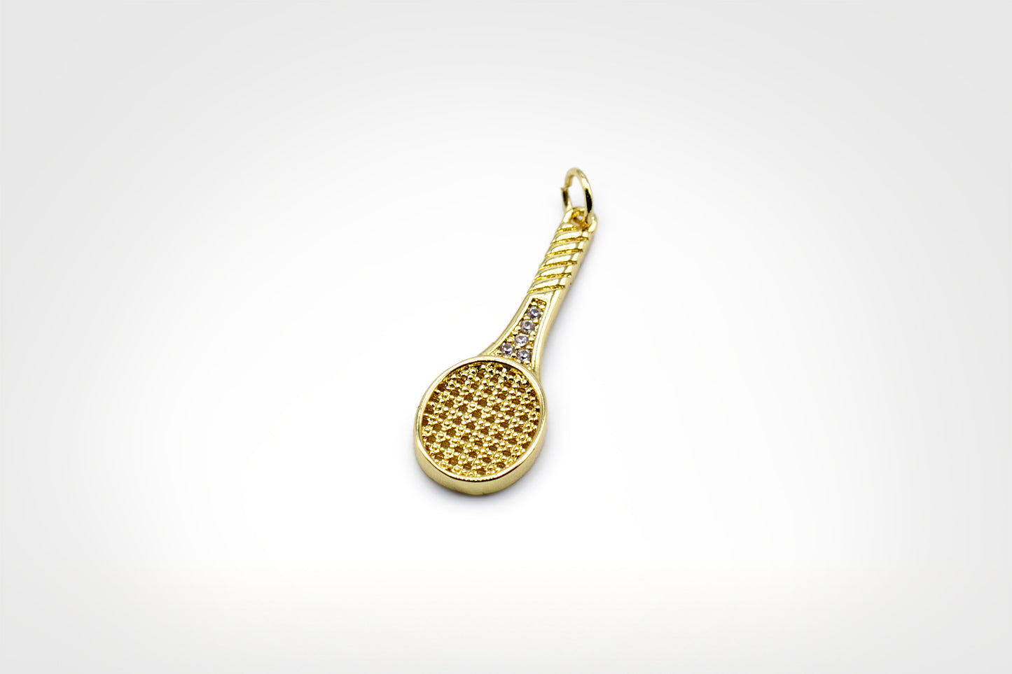 Large Tennis Racquet Charm 18K Gold Filled / Silver