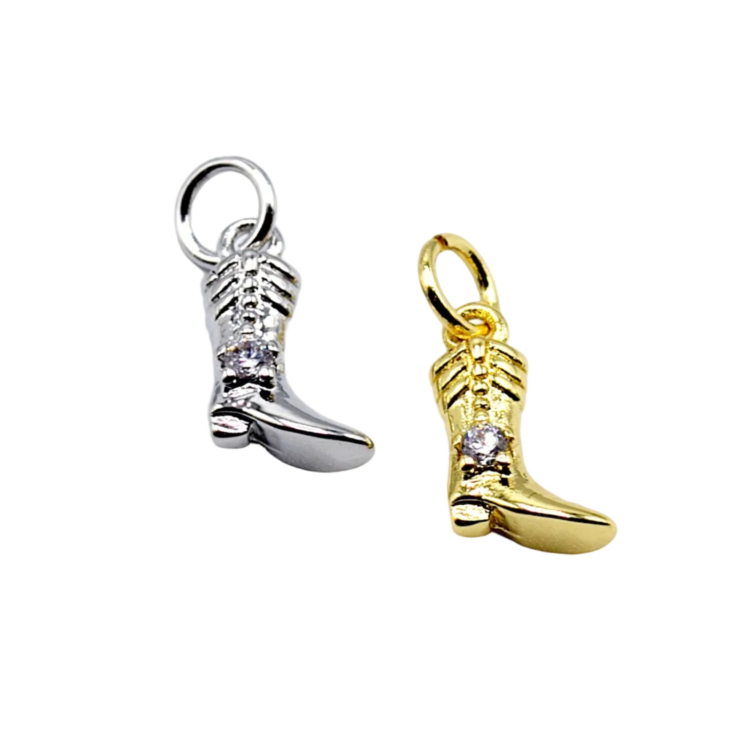 Mini Cowboy Boot with Stud Charm 18K Gold Filled / Silver