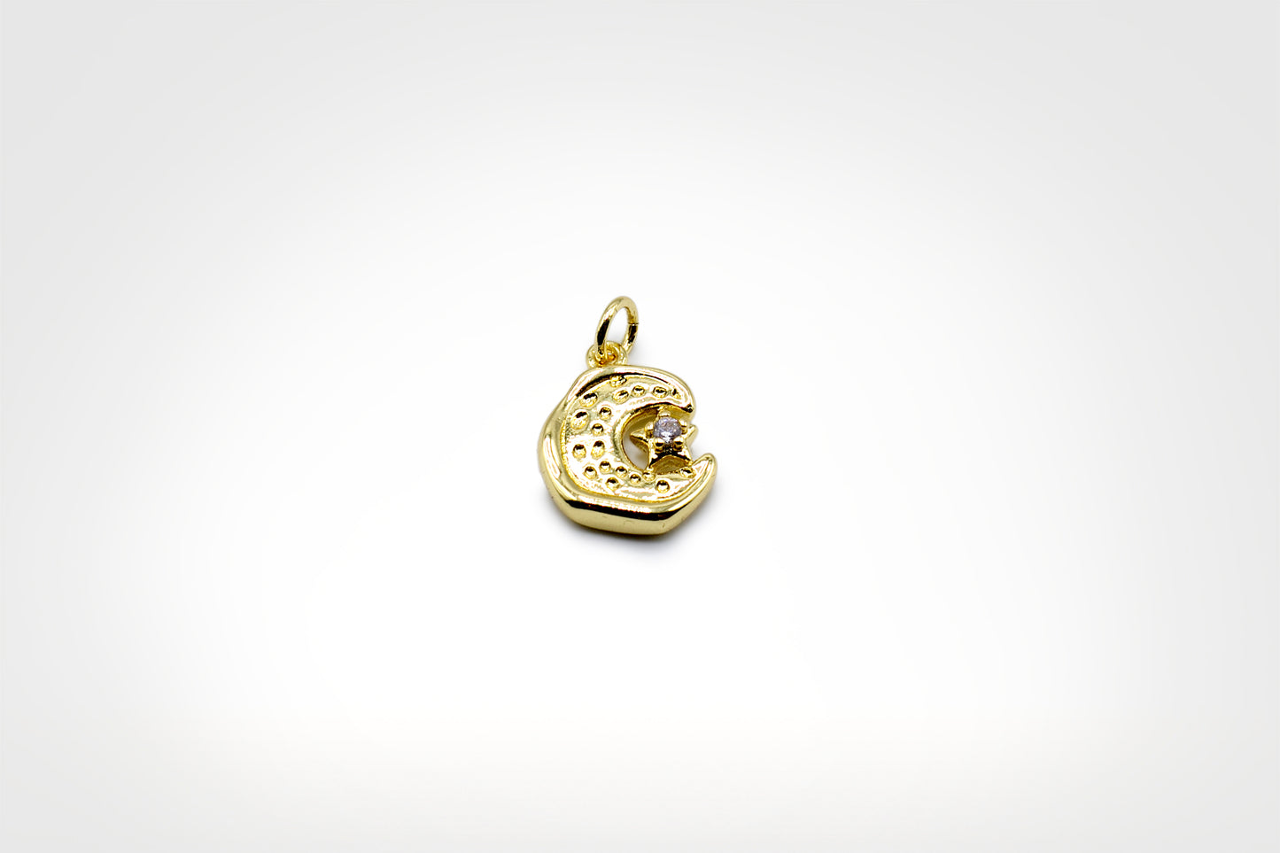 Crescent Moon with Star Charm 18K Gold Filled / Silver