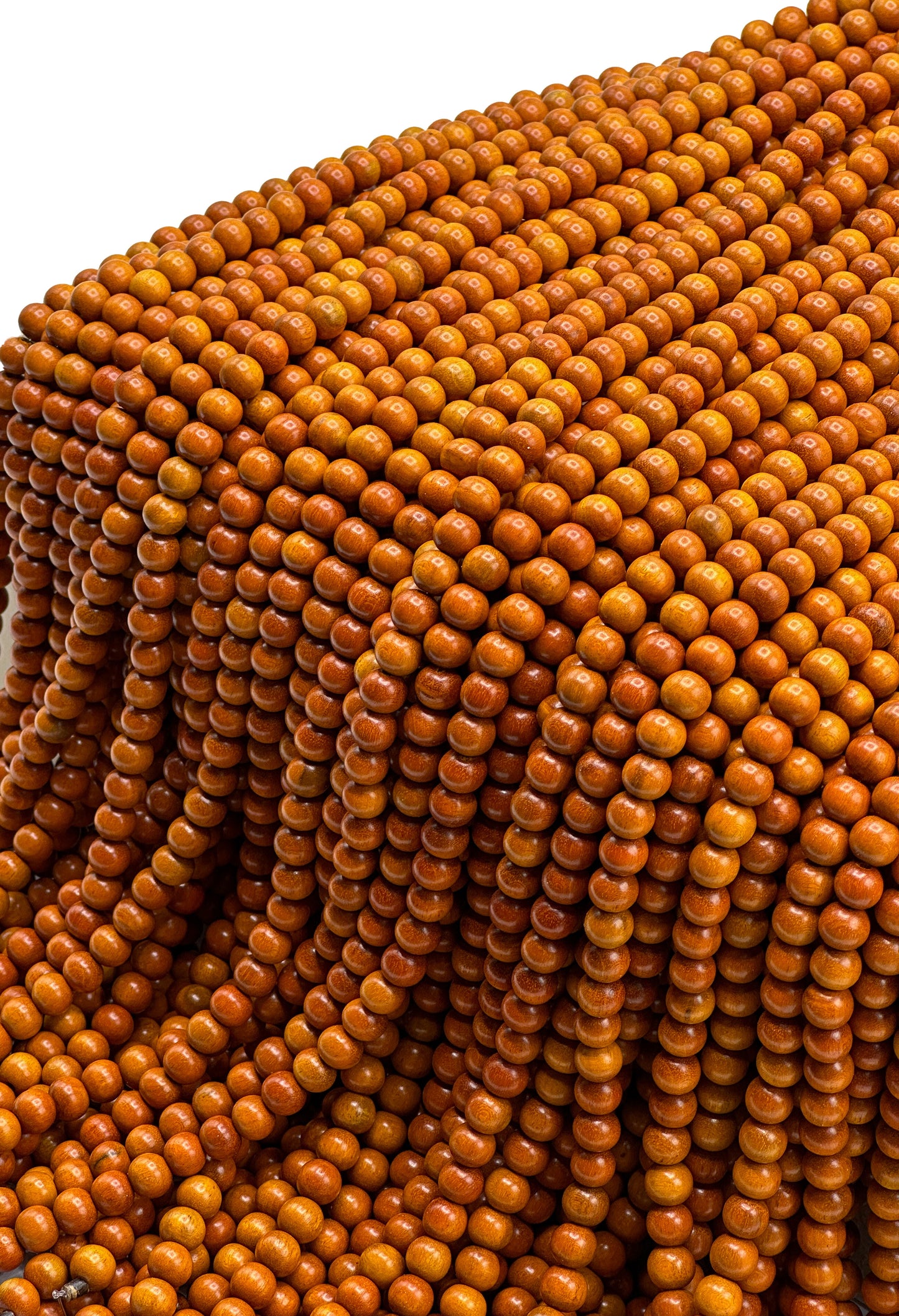 Red/Sibucao Wood Beads – Polished – 16″ Strand