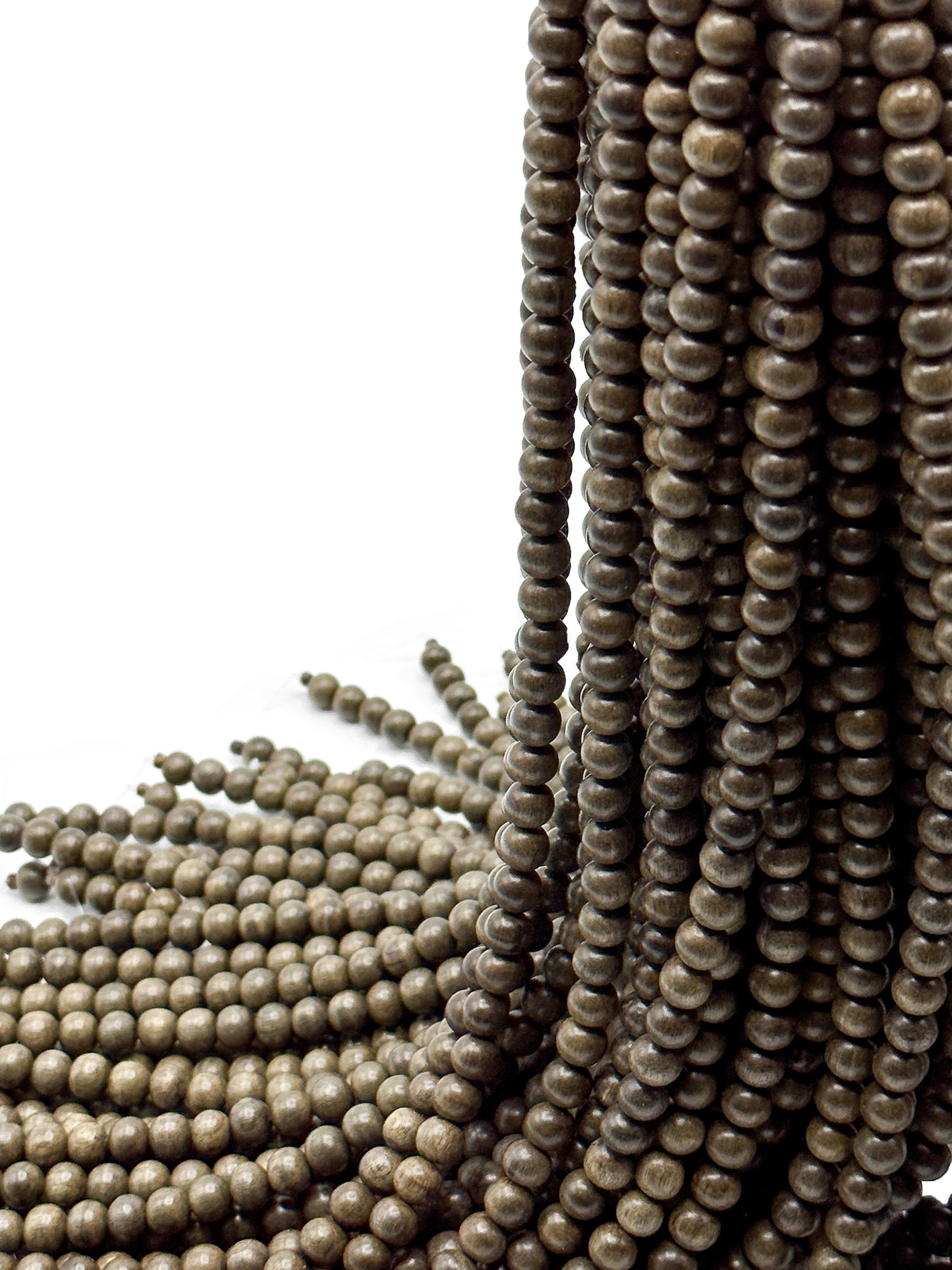 Grey Wood Beads – Polished – 16″ Strand