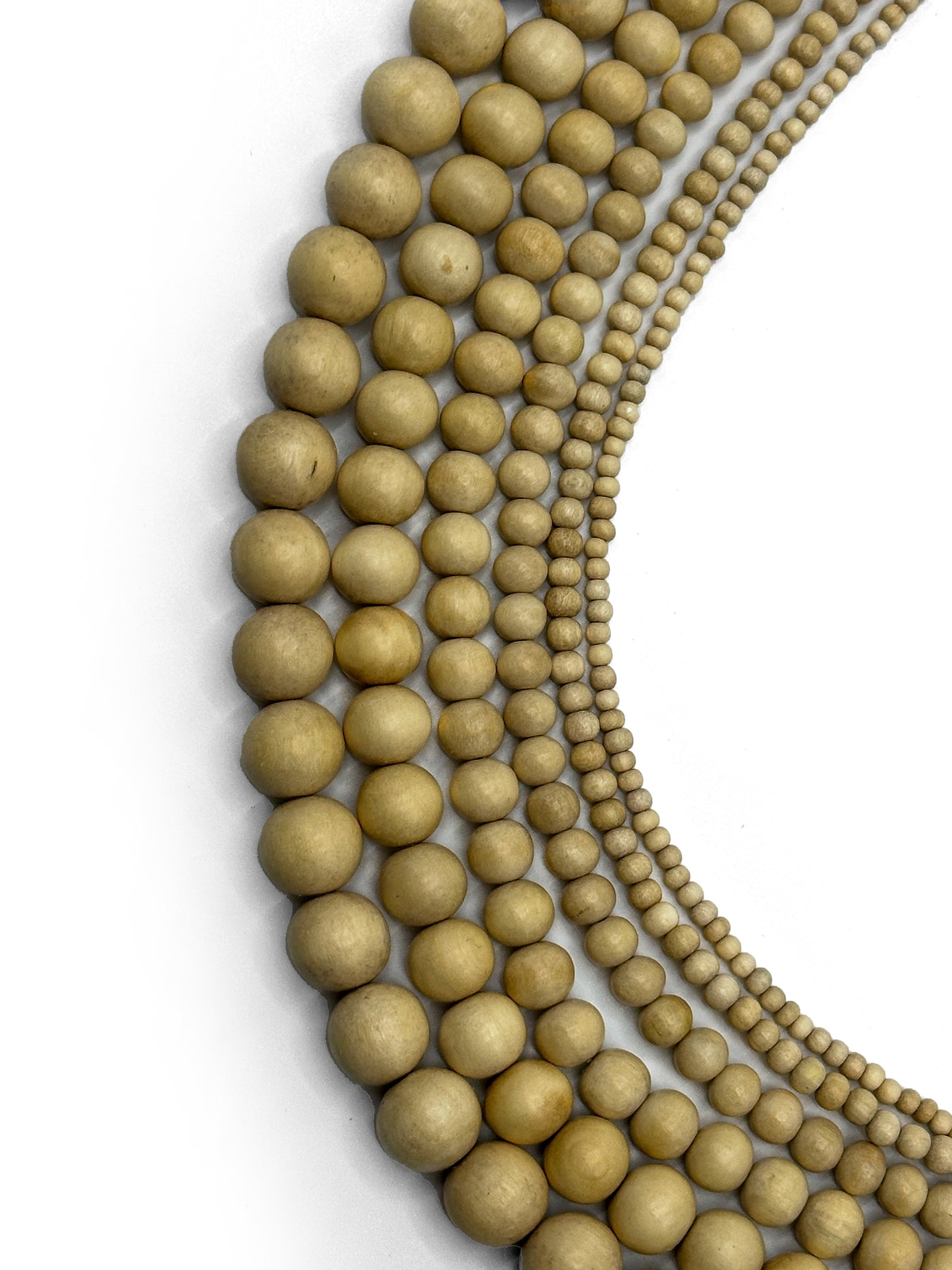 Beige/Gmelina Wood Beads – Polished – 16″ Strand