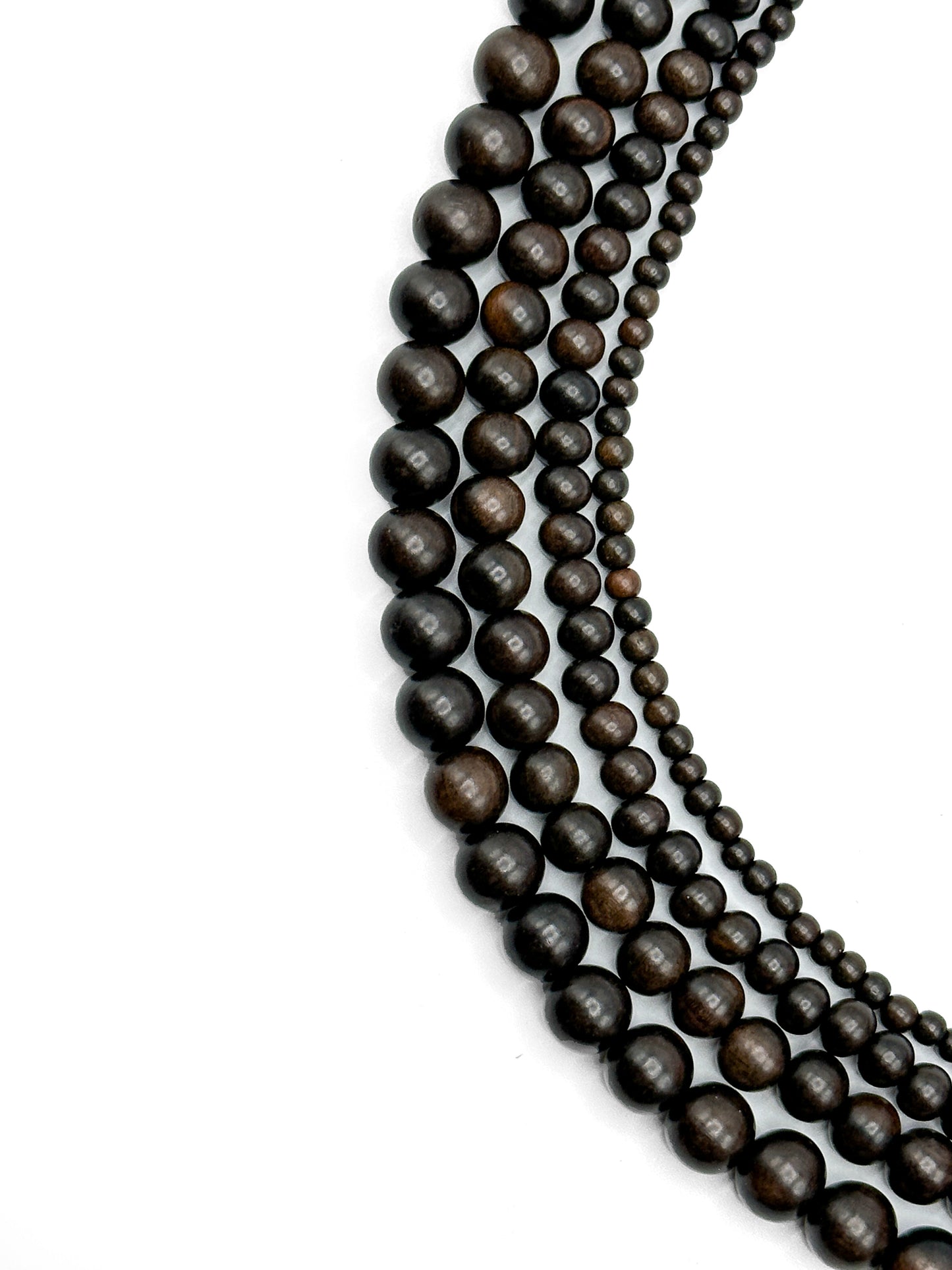 Tiger Ebony/Kamagong Wood Beads – Polished – 16″ Strand