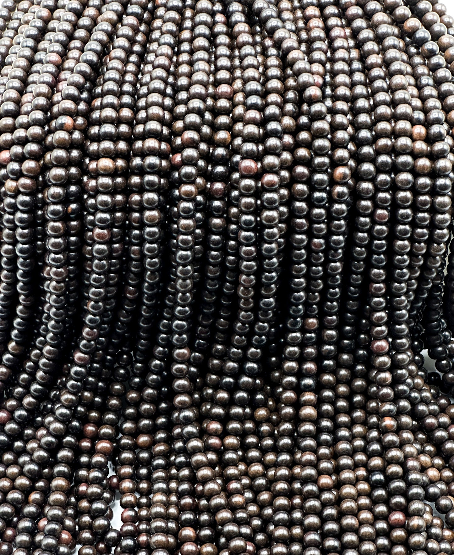 Tiger Ebony/Kamagong Wood Beads – Polished – 16″ Strand