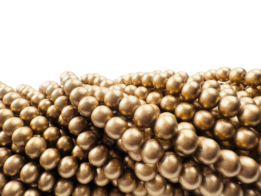 Metallic Gold Wood Beads DIY Jewelry Necklace Bracelet 6mm 8mm in 16” Strand